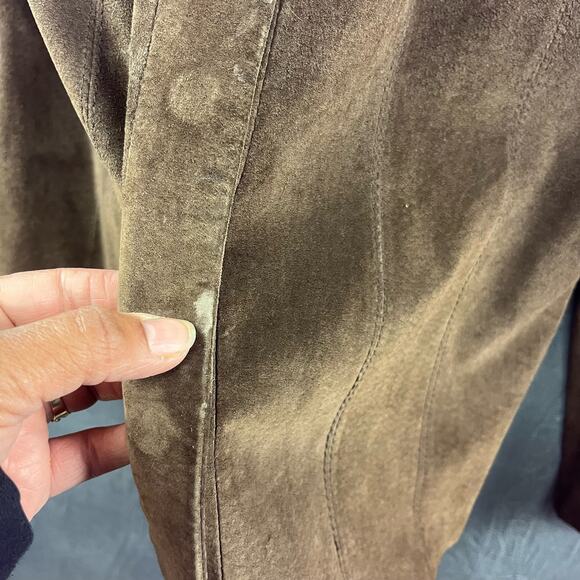 Vintage Alfani Medium Western Suede Shirt Shacket Snap Up Leather Frills Cowboy - Picture 5 of 9